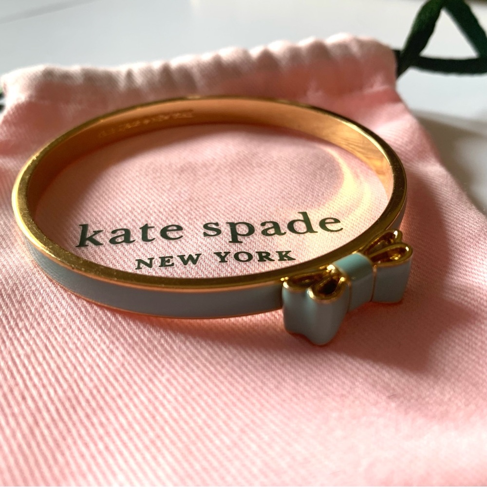 Kate Spade Take a Bow Bangle Bracelet Hydrangea Blue with Gold Details